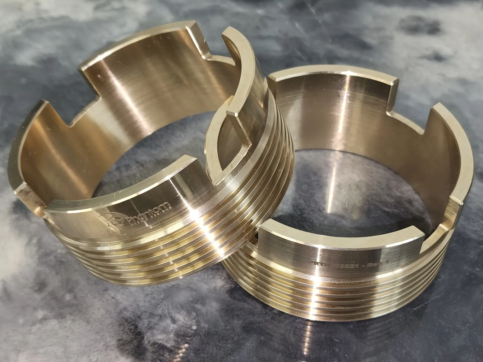 Machined brass components with custom geometry